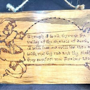 Handmade wooden engraved sign